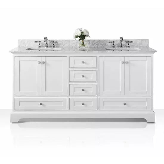 images Ancerre Audrey 72 inch Bathroom Vanity Set in White with 24 inch Mirror VTSM-AUDREY-72-W-CW - Image 1
