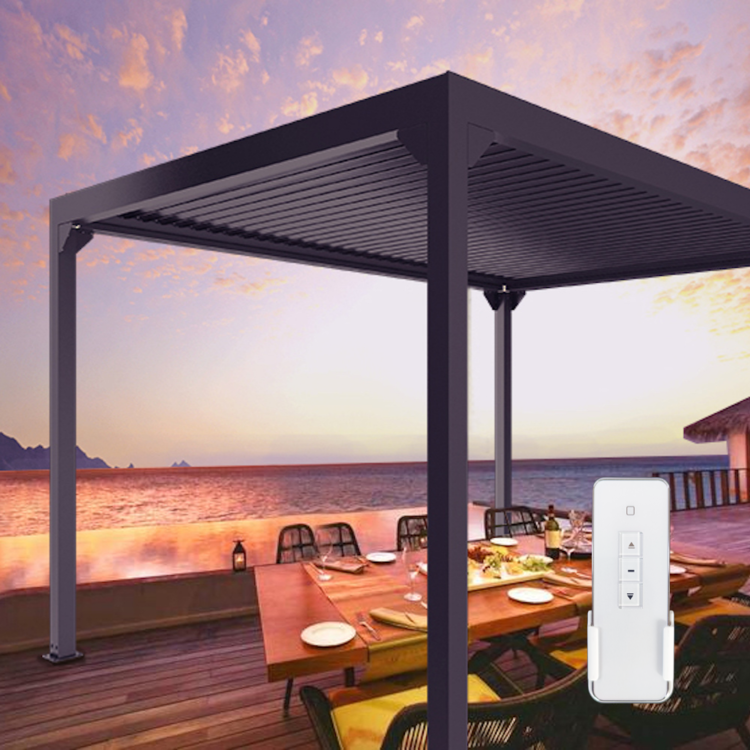 images Bon Pergola 10' x 10' Villa Pergola - Motorization & Lighting included, Dark Grey or White - Image 1
