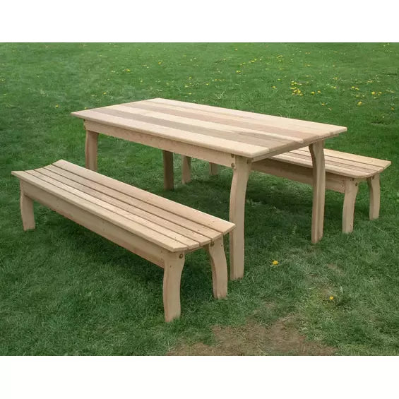 images Creekvine Designs 94" x 32" Cedar Three Piece Family Dining Set with (2) 94" Benches ELY94CTTB-2CVD - Image 1
