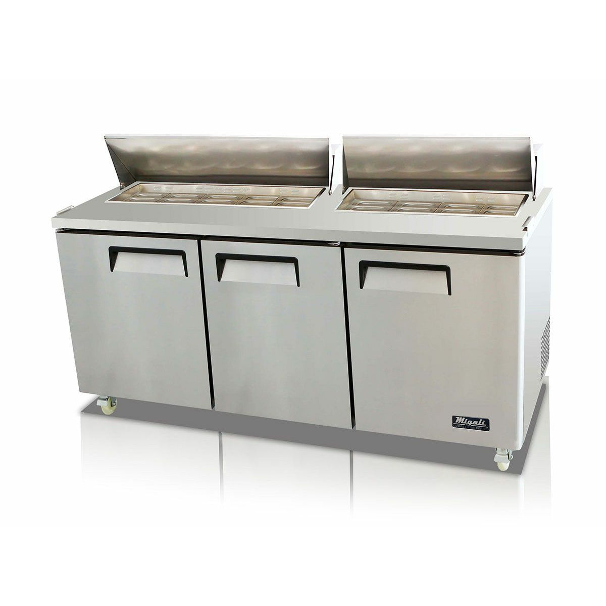 images Migali 72″ Wide Refregirator 18 Pans Sandwich Prep Table C-SP72-18-HC - Image 1