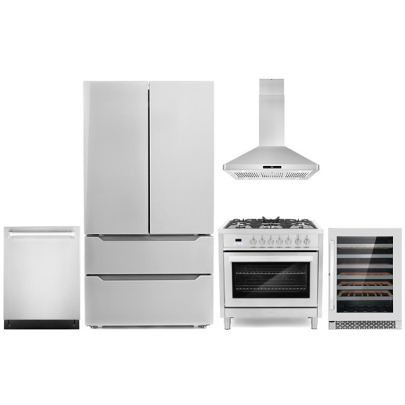images Cosmo 5-Piece Kitchen, 36" Dual Fuel Range and 36" Island Range Hood COS-5PKG-072 - Image 1