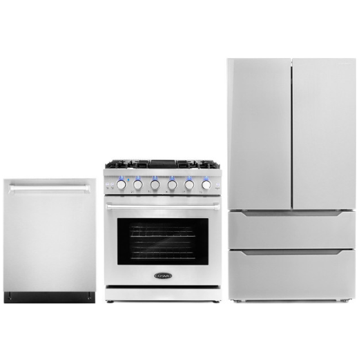 images Cosmo 3-Piece, 30" Gas Range, 24" Dishwasher and French Door Refrigerator COS-3PKG-011 - Image 1