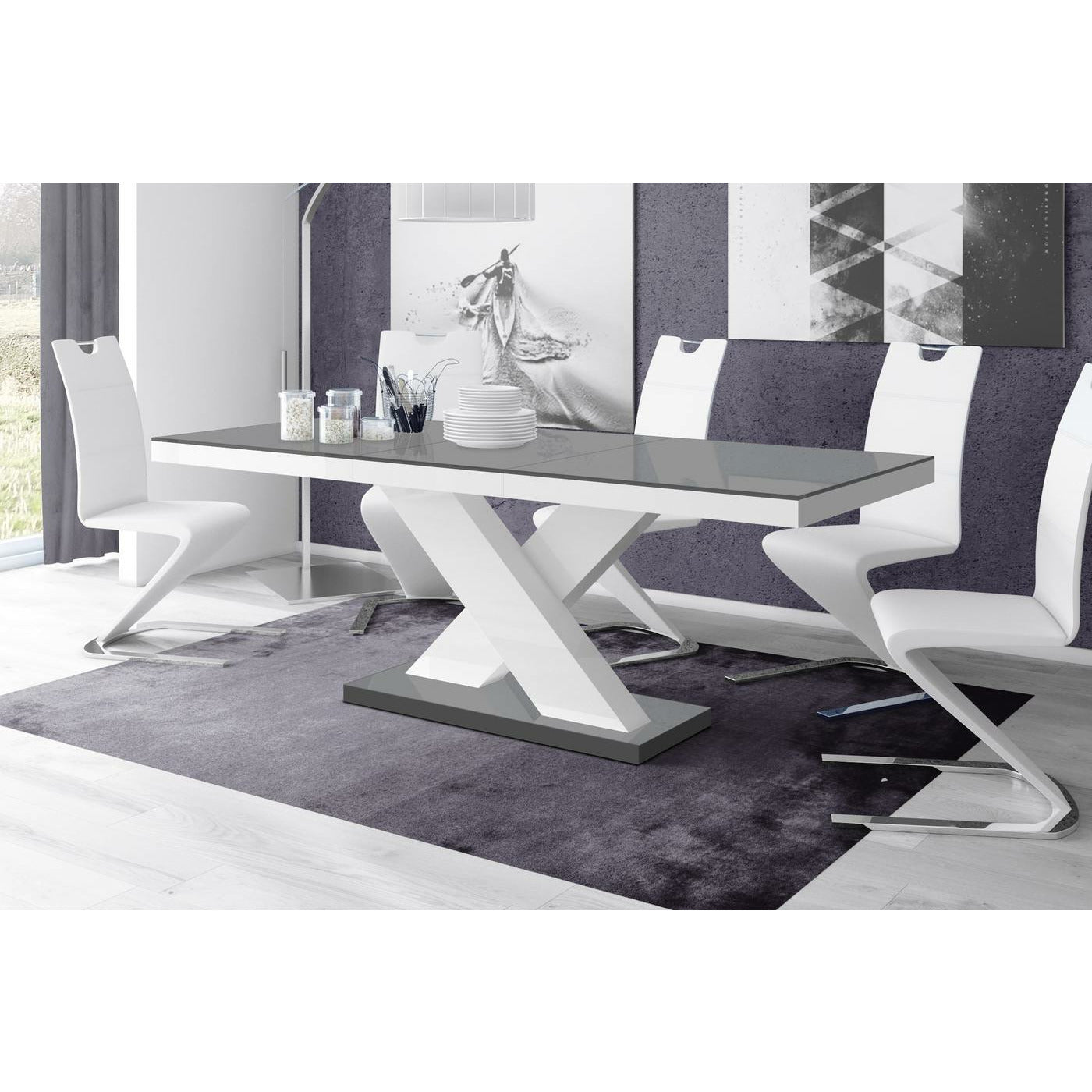 images Maxima House Xena Dining Table Set HU0005K-188W - Image 1