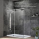 Vinnova Villena  68" W x 78" H Rectangle Single Sliding Frameless Shower Enclosure in Matt Black 312068+36P-MB - Image 3