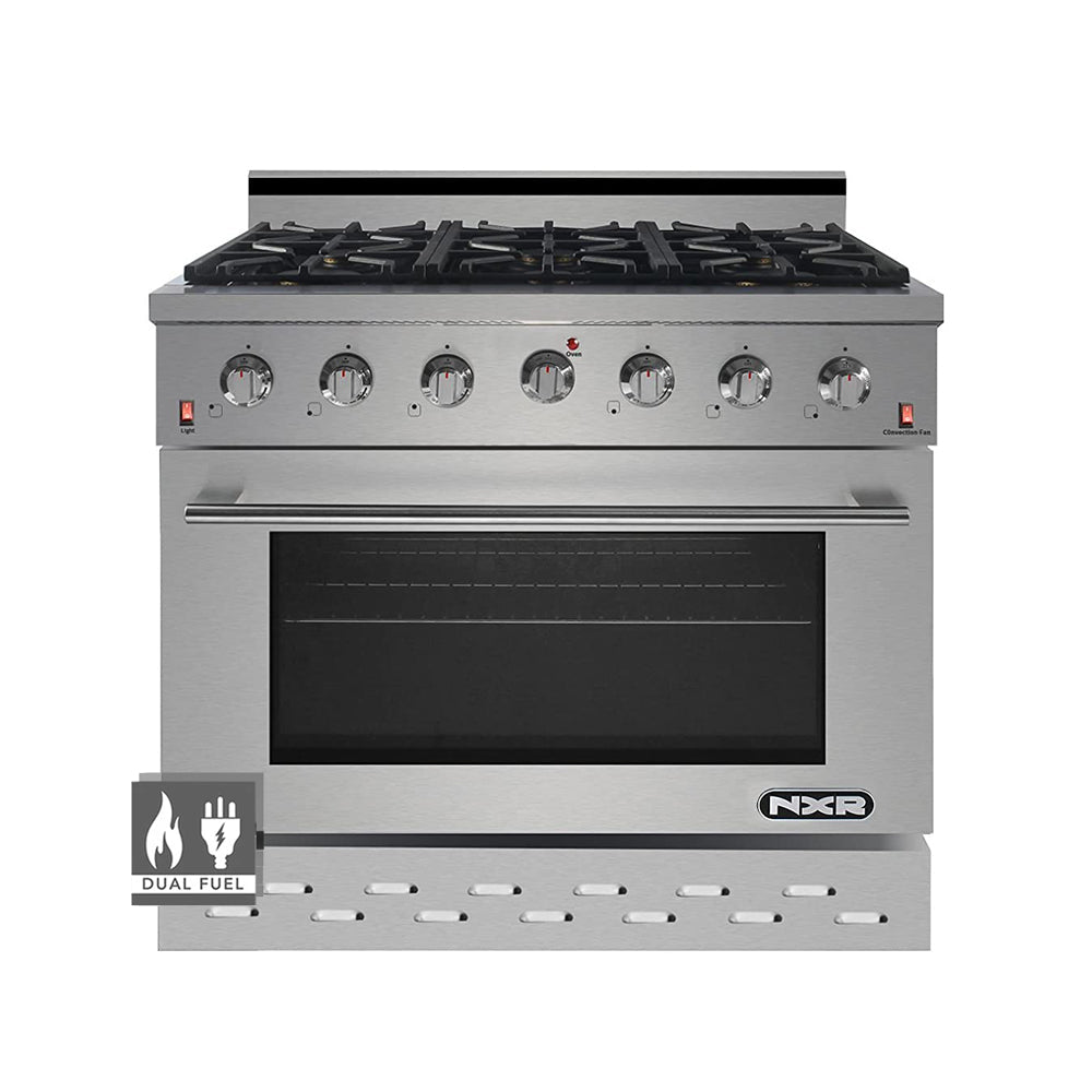 images NXR 36" Stainless Steel Pro-Style Dual Fuel Range with 5.5 cu.ft. Convection Oven SCD3611 - Image 1