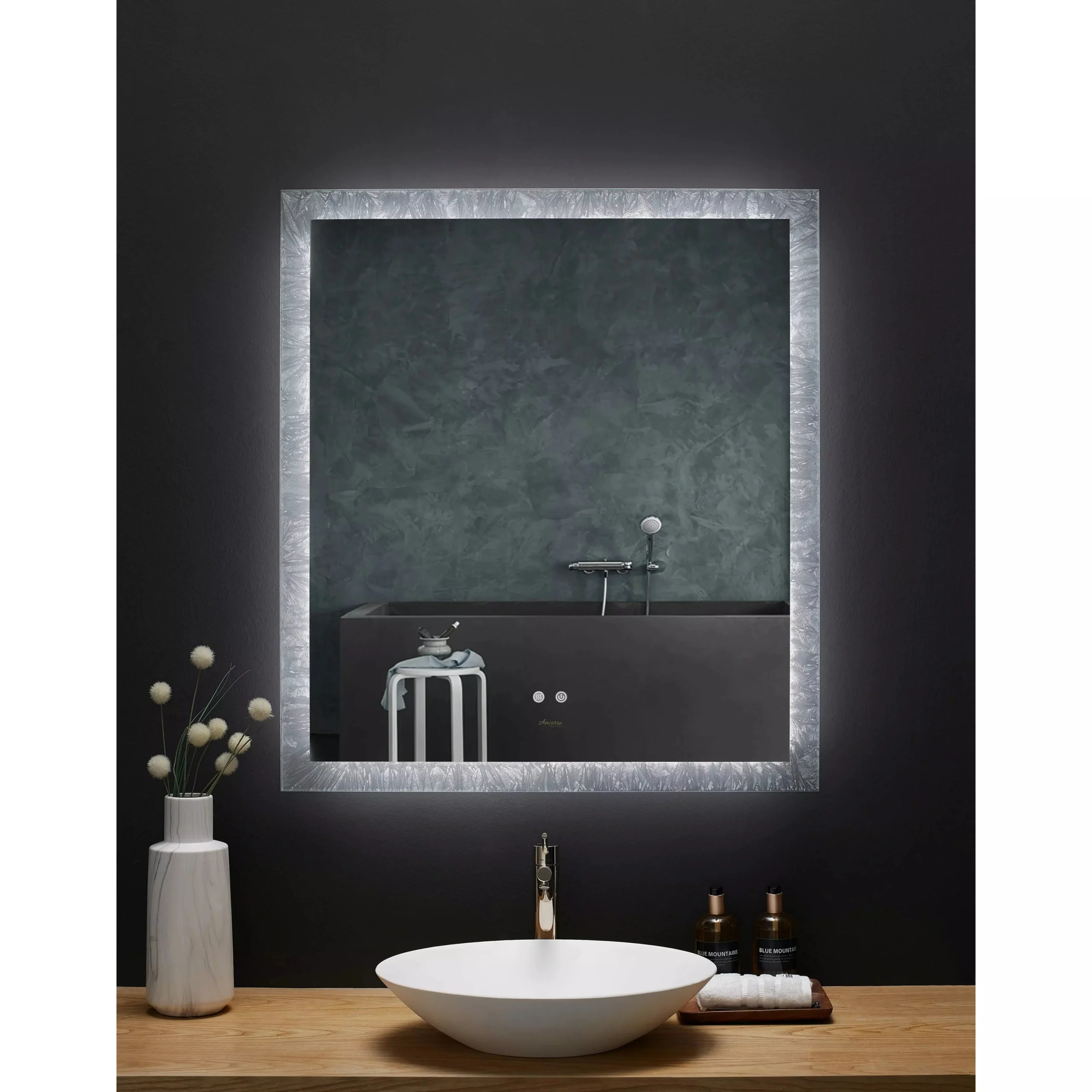 images Ancerre 36" Frysta Led Frameless Rectangular Mirror Lighted Bathroom Vanity With Dimmer and Defogger LEDM-FRYSTA-36 - Image 1