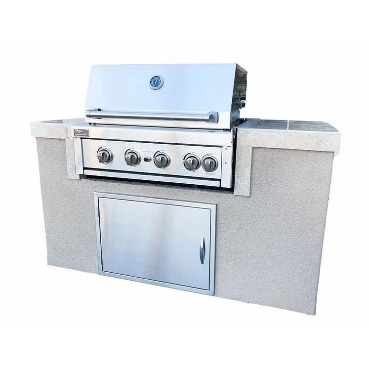 images KoKoMo The Cayman 5' BBQ Island with 4 Burner Built In BBQ Grill - Image 1