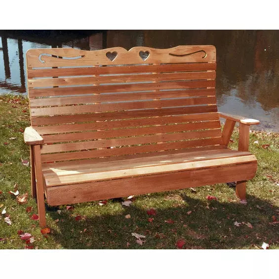 images Creekvine Designs 6' Cedar Royal Country Hearts Garden Bench WF1125CVD - Image 1