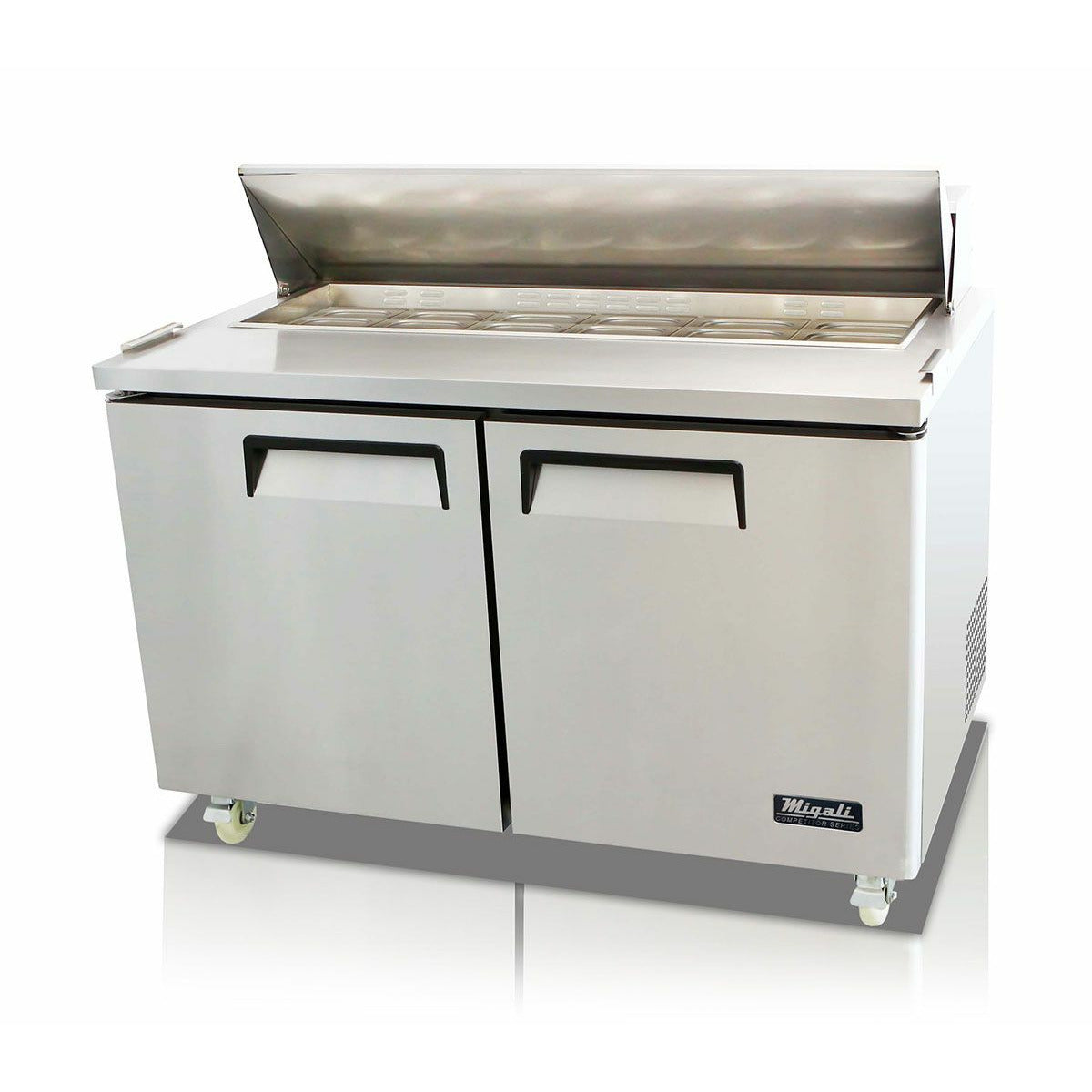 images Migali 60″ Wide Refrigerator 16 Pans Sandwich Prep Table C-SP60-16-HC - Image 1