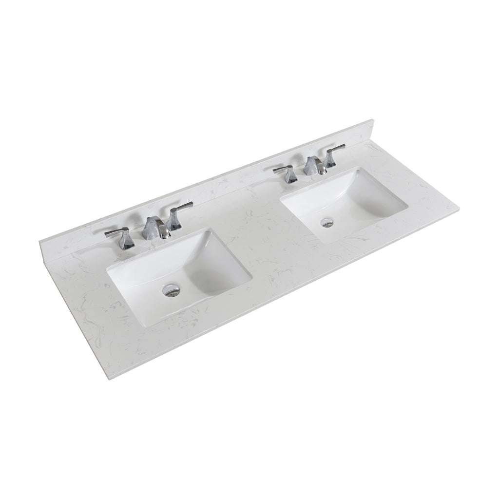images Altair 61" Stone effects Vanity Top in Jazz White with White Sink 62061-CTP-JW - Image 1