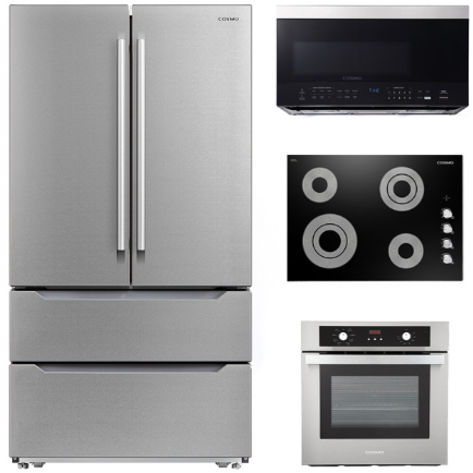 images Cosmo 4 Piece, 30" Cooktop 24" Wall Oven 30" Microwave & French Door Refrigerator COS-4PKG-261 - Image 1