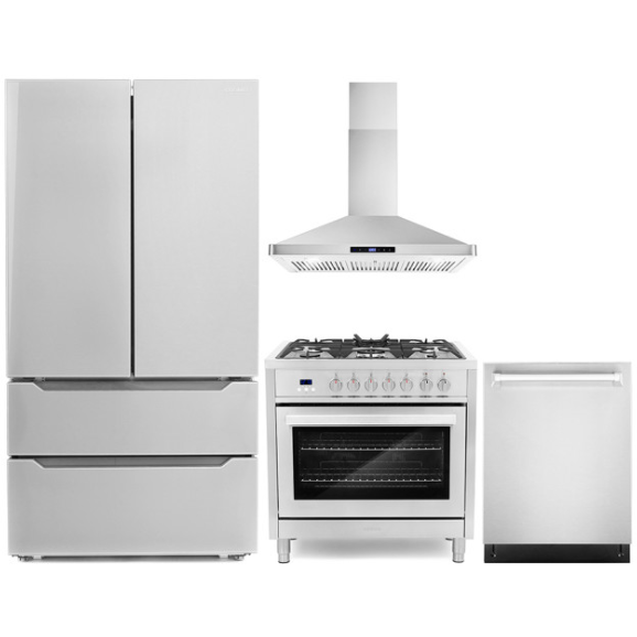 images Cosmo 4-Piece, 36" Dual Fuel Range, 36" Range Hood, Dishwasher and Refrigerator COS-4PKG-079 - Image 1