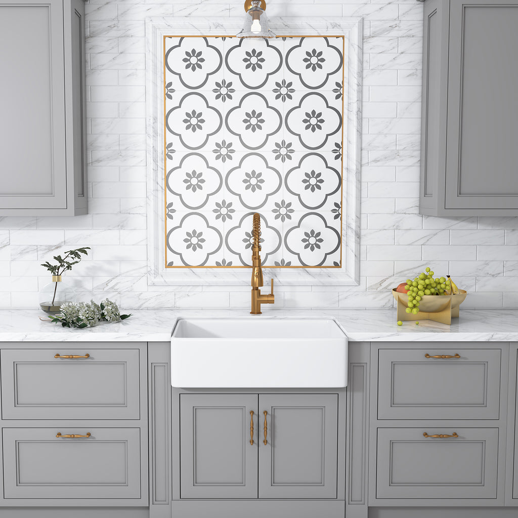 images Altair Treviso Glossy White Ceramic Rectangular 30" L x 19.7" W Vessel Bathroom Sink 291030-KS - Image 1
