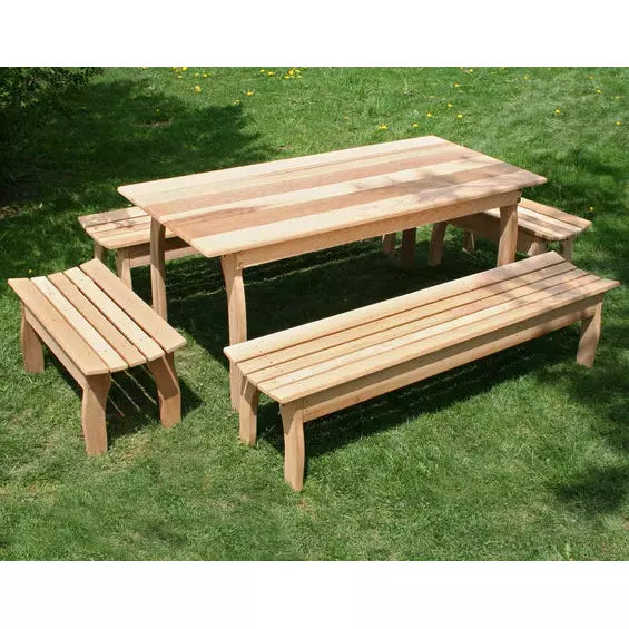 images Creekvine Designs 46"L x 32"W Cedar Family Dining Set ELY46CTT4B-2CVD - Image 1