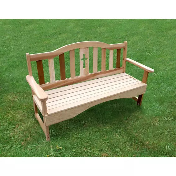 images Creekvine Designs 6' Cedar Holy Cross Garden Bench WF8006CVD - Image 1
