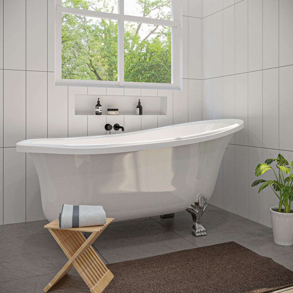 images Altair Geneva 69" x 30" Clawfoot Soaking Acrylic Bathtub 50169-BAT-WH-C - Image 1