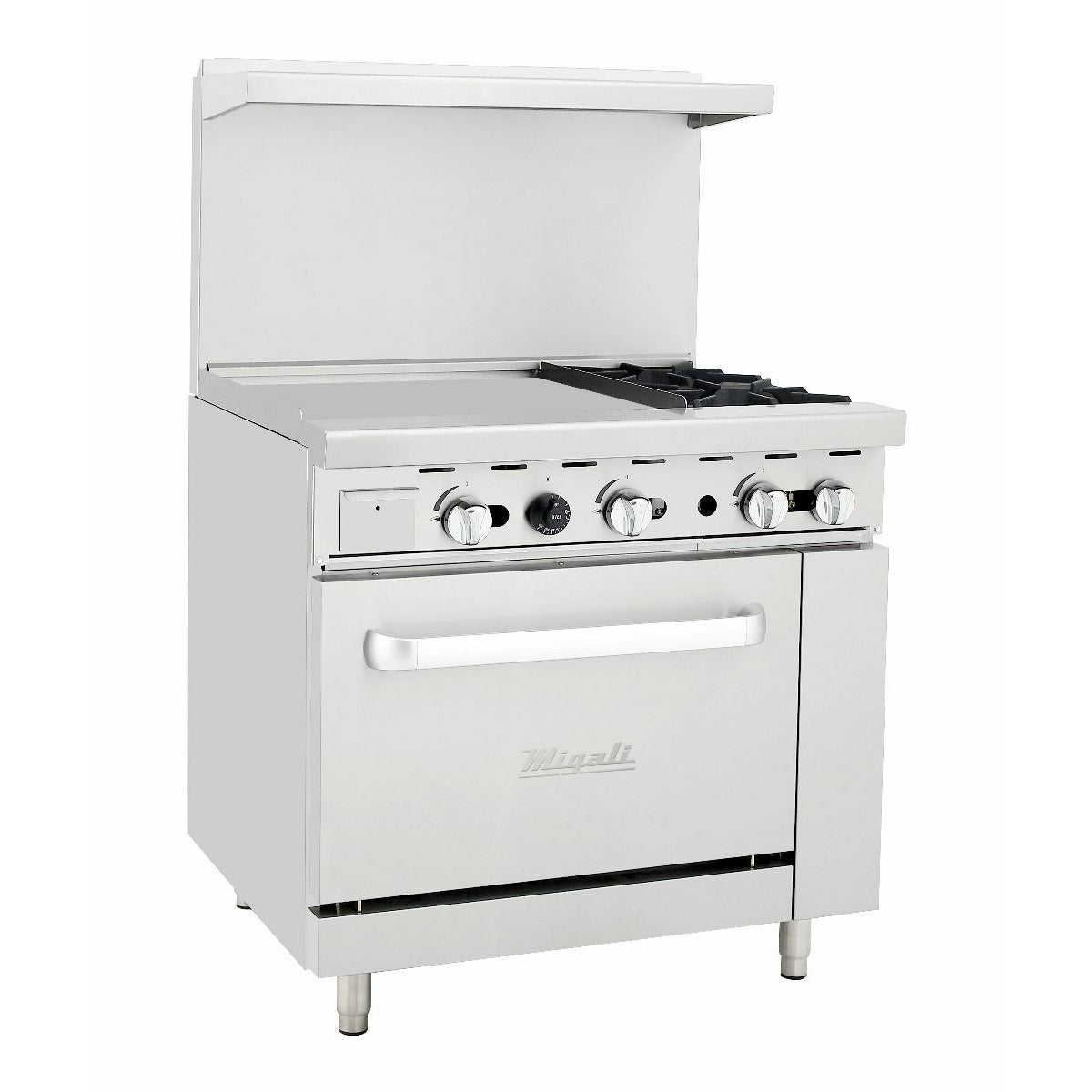 images Migali 2 Burner Range, 24” Griddle Left Side, 1 Oven, Natural Gas or Liquid Propane C-RO2-24GL-NG - Image 1