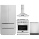Cosmo 4-Piece, 30" Gas Range, Wall Mount Range Hood, Dishwasher and Refrigerator COS-4PKG-097