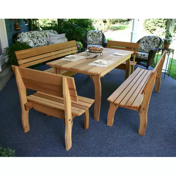 images Creekvine Designs 94"L x 32"W Cedar Chickadee Dining Set ELY94CTT4BBCVD - Image 1