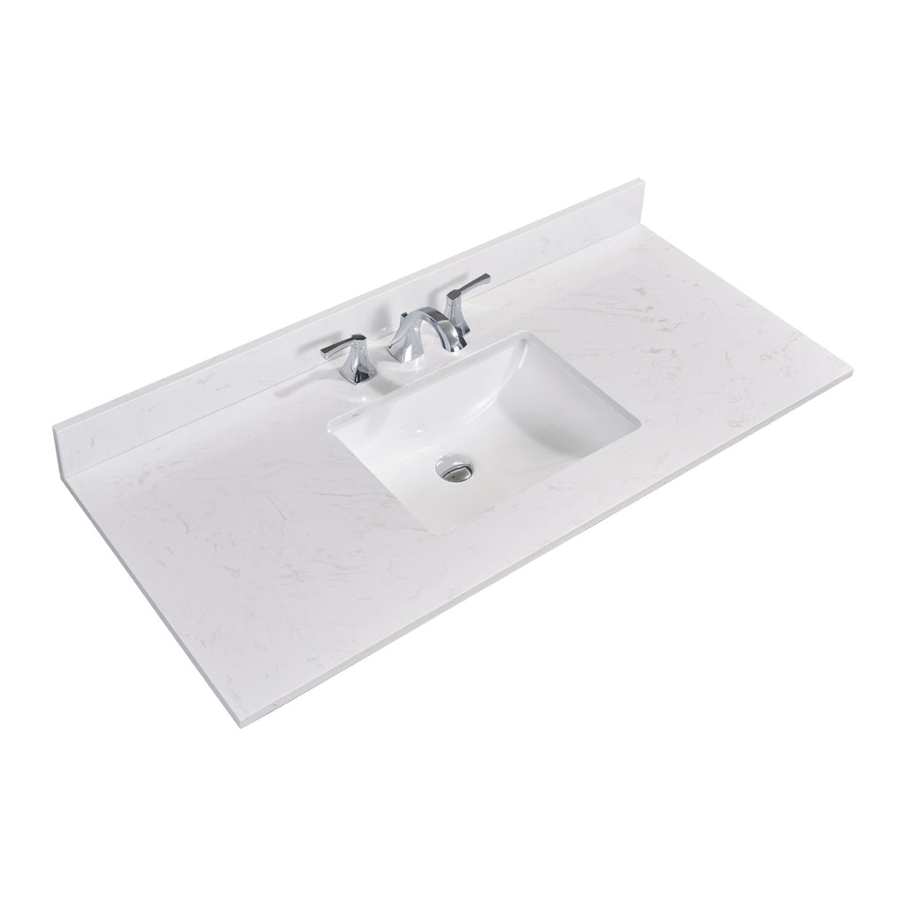 images Altair 49" Stone effects Vanity Top in Jazz White with White Sink 62049-CTP-JW - Image 1