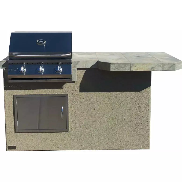 images KoKoMo Mini Maui 6' BBQ Island Square Bar Top and Built In BBQ Grill - Image 1