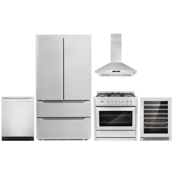images Cosmo 5-Piece Kitchen, 36" Dual Fuel Range and 36" Island Range Hood COS-5PKG-066 - Image 1