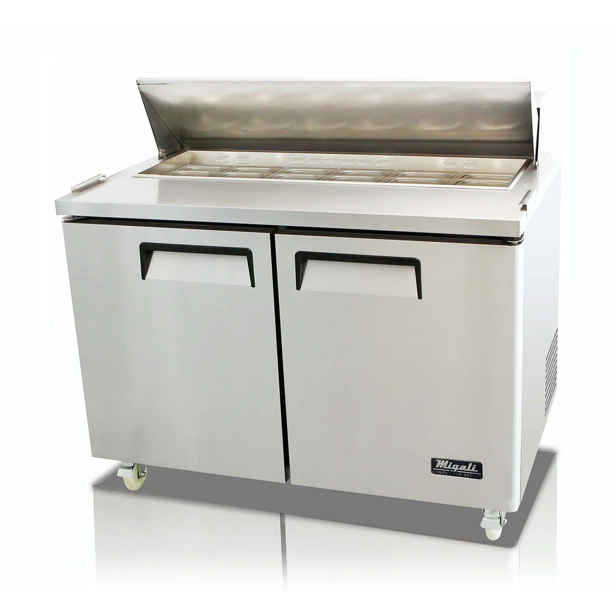 images Migali 48″ Wide Refrigerator, 12 Pans Sandwich Prep Table C-SP48-12-HC - Image 1