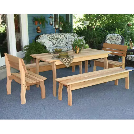 images Creekvine Designs 70"L x 32"W Cedar Gathering Dining Set ELY70CTT2B2BBCVD - Image 1
