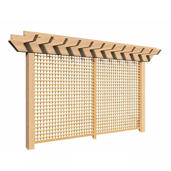 images Creekvine Designs 4' x 14' Rough Cut Cedar Monterrey c with Lattice HBWRCCMPPL4x14CVD - Image 1