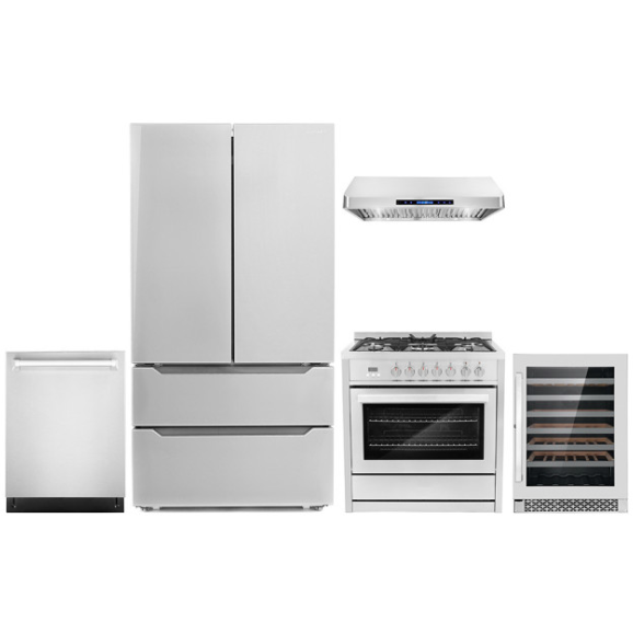 images Cosmo 5-Piece Kitchen, 36" Dual Fuel Range and 36" Under Cabinet Range Hood COS-5PKG-015 - Image 1