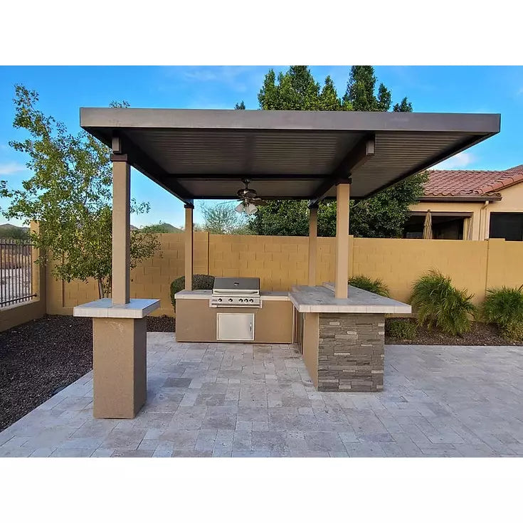 images KoKoMo Aruba BBQ Island With 12' x 12' Pergola Built-In BBQ Grill - Image 1