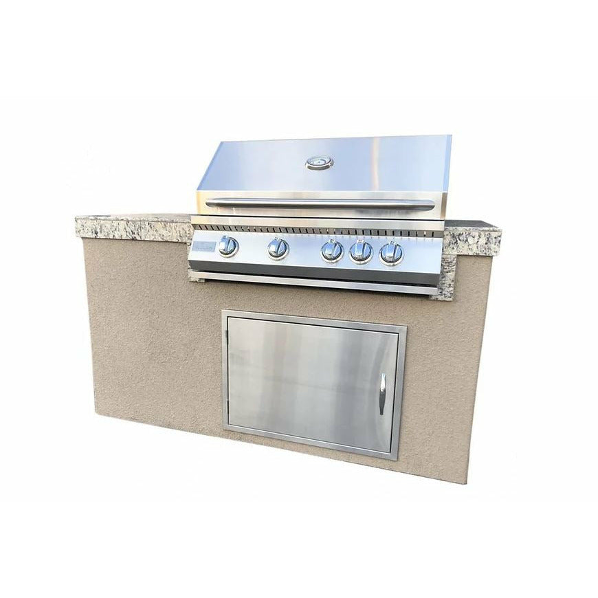images KoKoMo The 5' Maldives BBQ Island with Built In 4 Burner BBQ Grill and Access Door - Image 1
