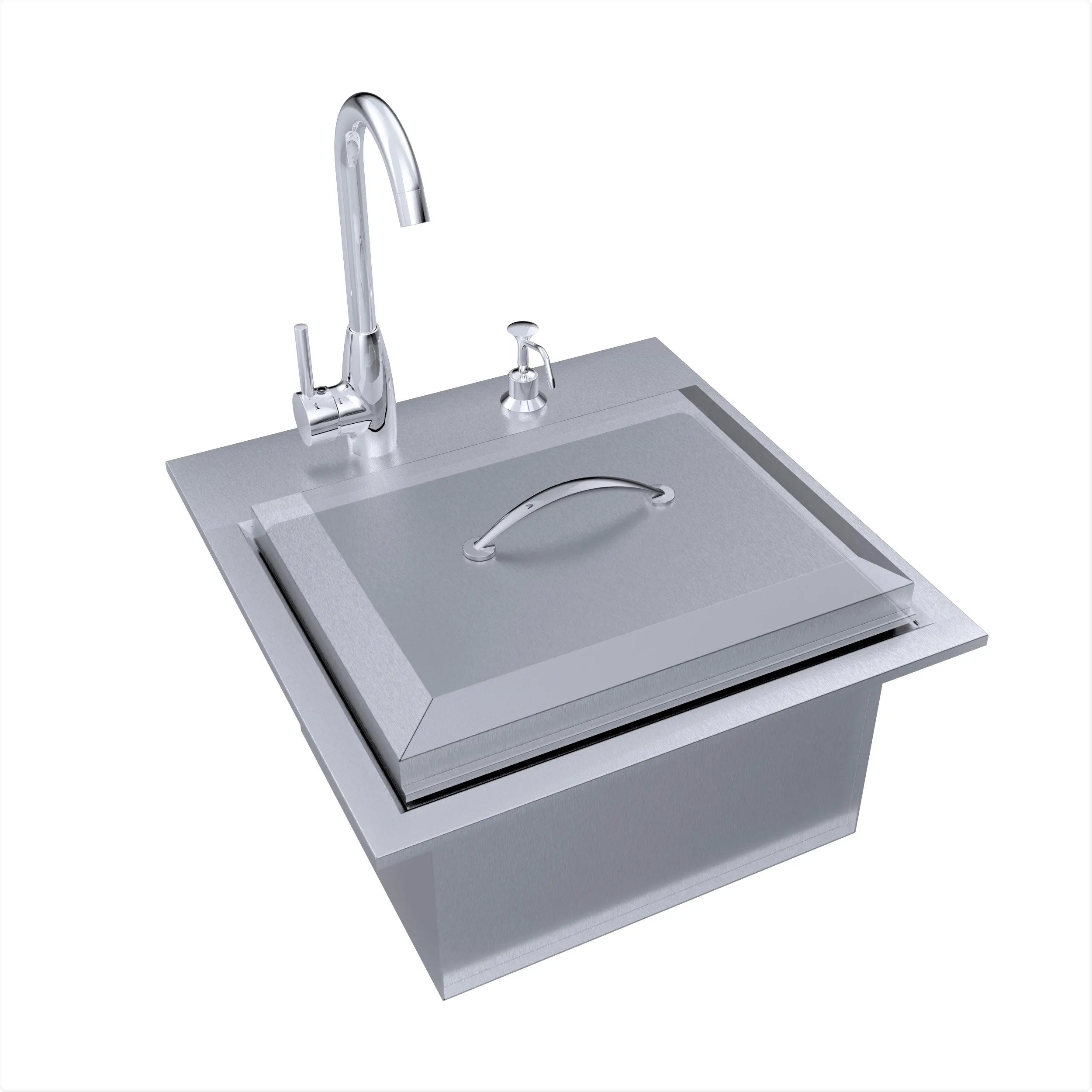images Sunstone 21" Premium Drop In Sink with Hot and Cold water Faucet & Cutting Board B-PS21 - Image 1