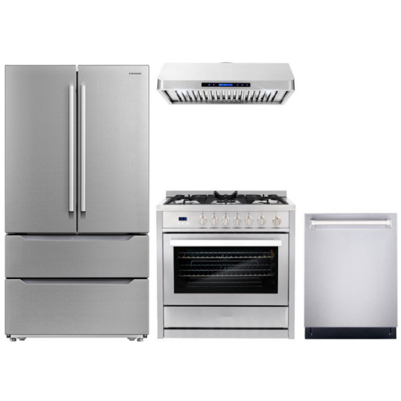 images Cosmo 4 Piece, 30" Gas Range 30" Range Hood, Refrigerator & Wine Refrigerator COS-4PKG-232 - Image 1