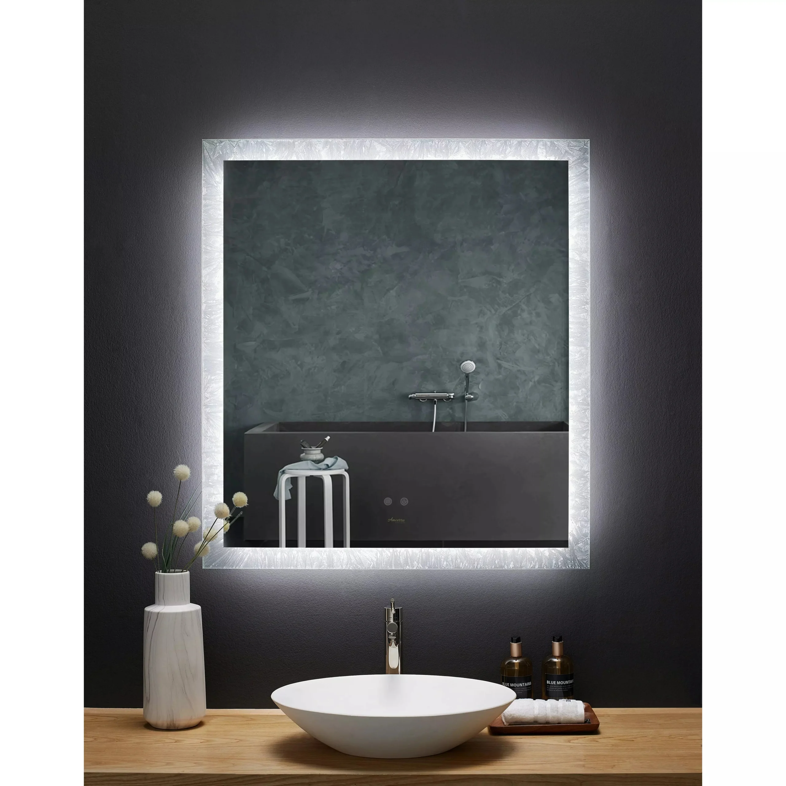 images Ancerre 30" Frysta Led Frameless Rectangular Mirror Lighted Bathroom Vanity With Dimmer and Defogger LEDM-FRYSTA-30 - Image 1