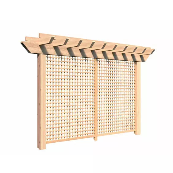 images Creekvine Designs 3' x 12' Rough Cut Cedar Monterrey Pergola with Lattice HBWRCCMPPL3x12CVD - Image 1