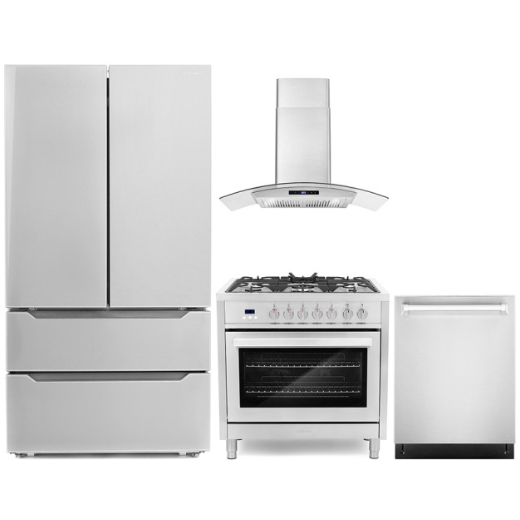 images Cosmo 4-Piece, 36" Dual Fuel Range, 36" Range Hood, Dishwasher and Refrigerator COS-4PKG-080 - Image 1