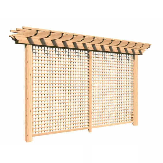 images Creekvine Designs 3' x 14' Red Cedar Monterrey Pergola with Lattice HBWRCMPPL3x14CVD - Image 1