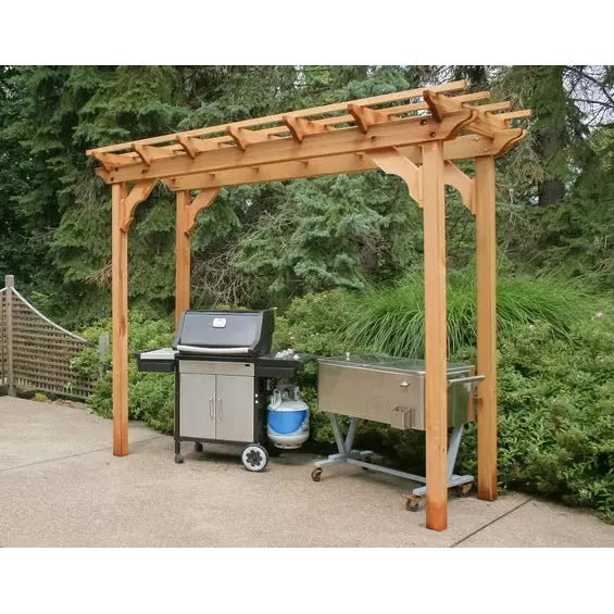 images Creekvine Designs 4' x 14' Red Cedar Courtyard Pergola WRF414PERGCVD - Image 1