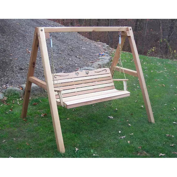 images Creekvine Designs 6' Cedar Country Hearts Porch Swing w/Stand WF4020A60CVD - Image 1