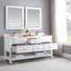 Altair Georgia 72" Double Bathroom Vanity Set in White and Composite Carrara White Stone Top with White Farmhouse Basin with Mirror 537072-WH-AW - Image 3