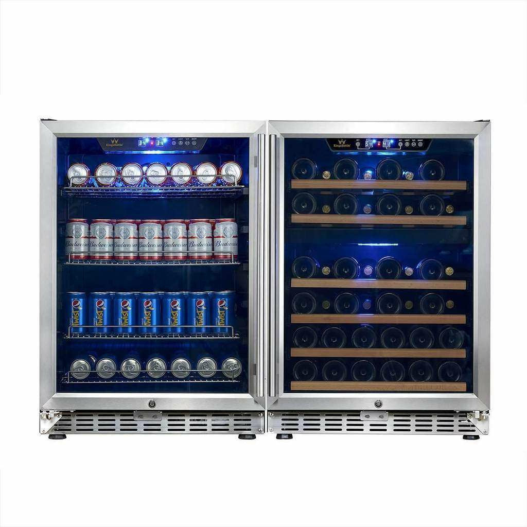 images Kings Bottle 48" 3-Zone LOW E Glass Beverage and Wine Cooler Combo KBUSF54BW3-SS - Image 1