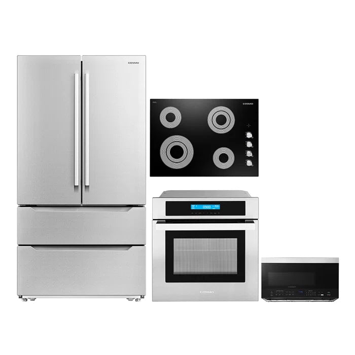 images Cosmo 4 Piece, 30" Cooktop 24" Wall Oven 30" Microwave & French Door Refrigerator COS-4PKG-263 - Image 1