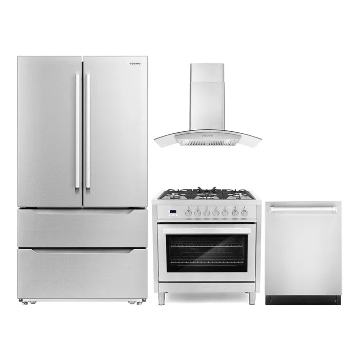 Cosmo 4 Piece, 36" Dual Fuel Range 36" Range Hood 24" Dishwasher & Refrigerator COS-4PKG-222 - Image 16