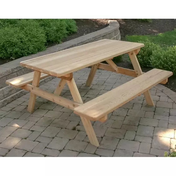 images Creekvine Designs 8' Cedar Park Style Picnic Table with Attached Benches WF6454-2CVD - Image 1