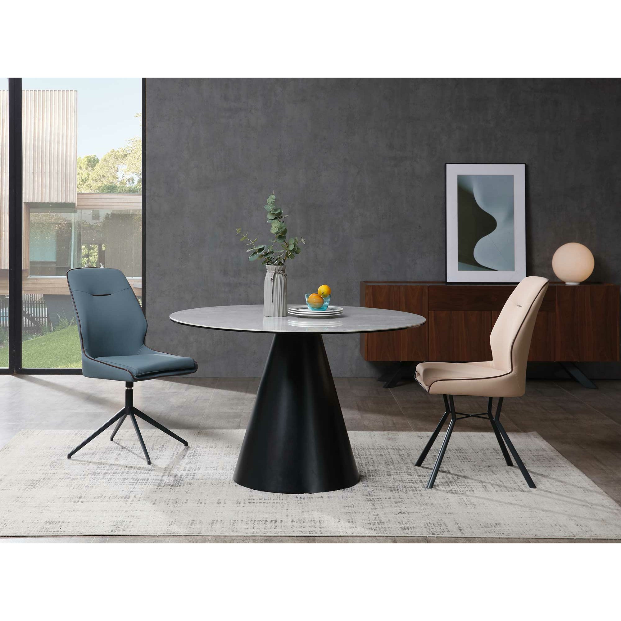 images Whiteline Modern Living - Sun Dining Table DT1638R-BLK/GRY - Image 1