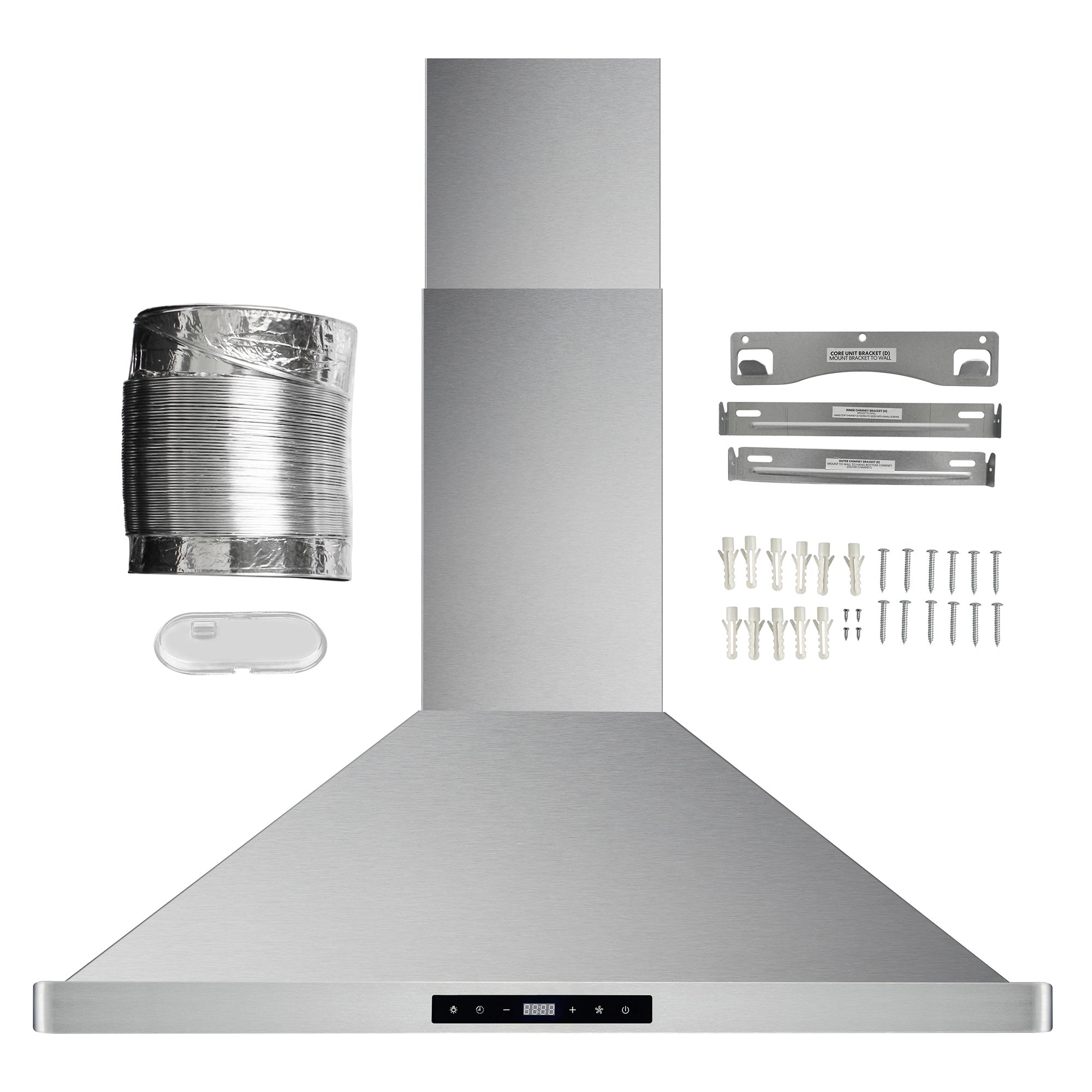 images Cosmo 30" Ductless Wall Mount Range Hood in Stainless Steel with LED Lighting and Carbon Filter Kit for Recirculating COS-63175S-DL - Image 1