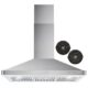 Cosmo 36''  Ductless Wall Mount Range Hood in Stainless Steel with LED Lighting and Carbon Filter Kit for Recirculating COS-63190-DL - Image 3