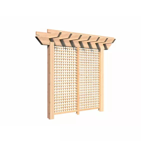 images Creekvine Designs 3' x 8' Rough Cut Cedar Monterrey Pergola with Lattice HBWRCCMPPL3x8CVD - Image 1
