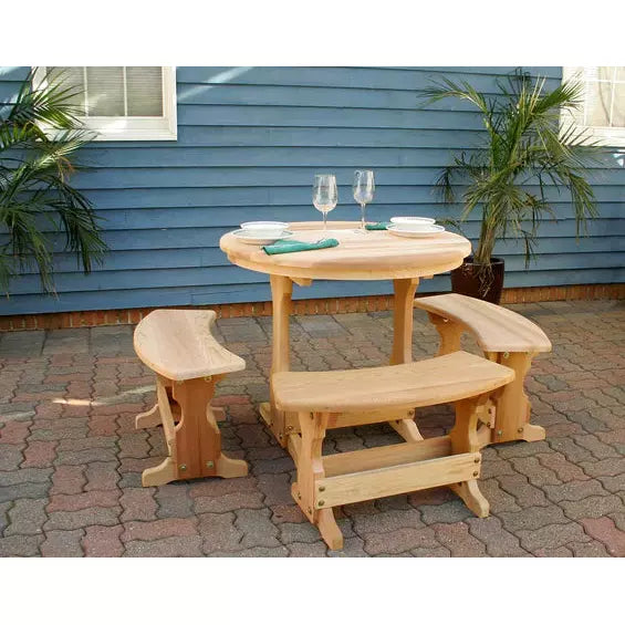 images Creekvine Designs 35" Cedar Round Trestle Dining Set WF6408D-2CVD - Image 1